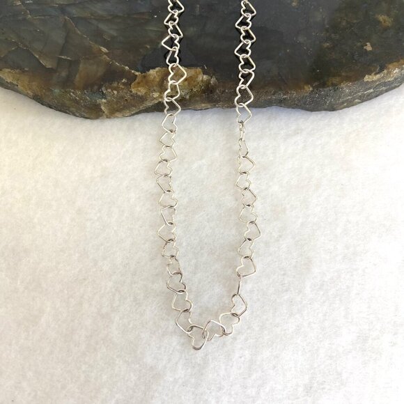 Sterling Silver 925 IBB Dainty 6MM Open Heart Link Chain Necklace 17.5" - Picture 5 of 16